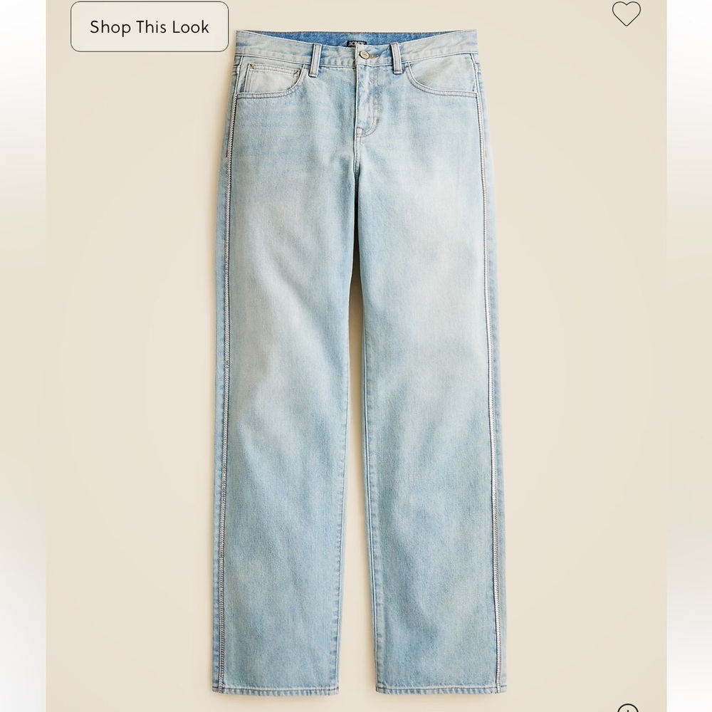 J crew super light wash Mid-rise relaxed straight jean with embellishments